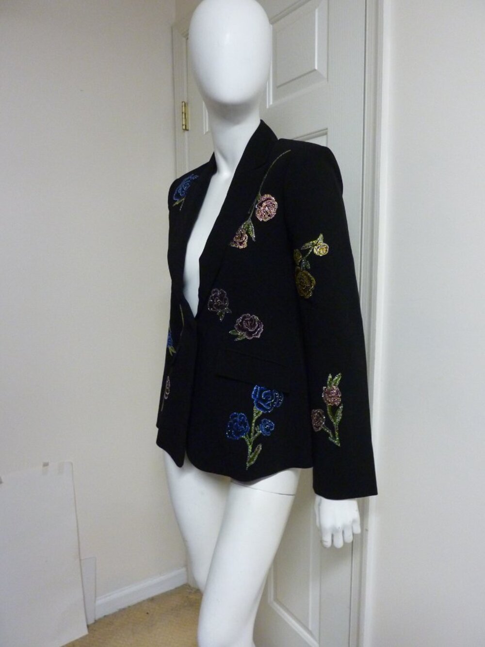 Cinq à Sept Floral Ribbons Diamante Crepe Jacket - Picture 8 of 10